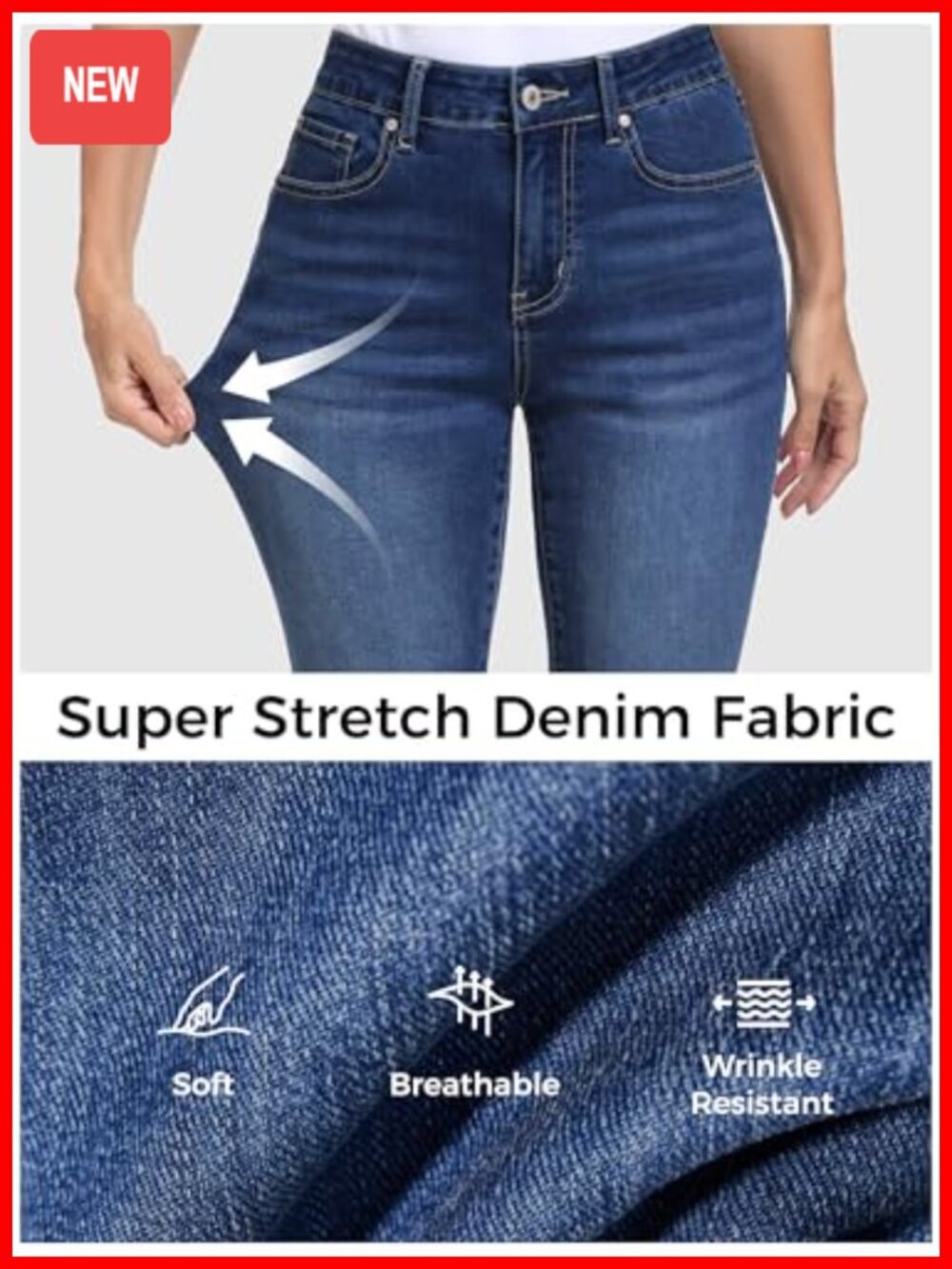 Tall Women's Skinny Jeans Mid-Rise Stretchy Slim Fit 32 to 36 Inseam - Picture 6 of 7